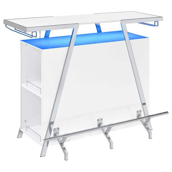 Araceli 12-Bottle White High Gloss Metal Frame 1-Shelf Bar Cabinet