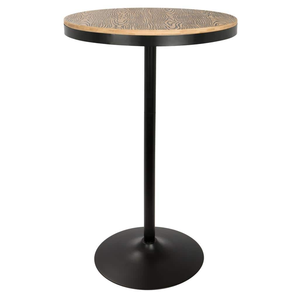 Adjustable Round Black and Brown Industrial Bar Table