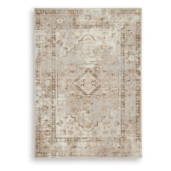 Livdon 5 ft. x 7 ft. Brown/Beige Medallion Machine Washable Area Rug
