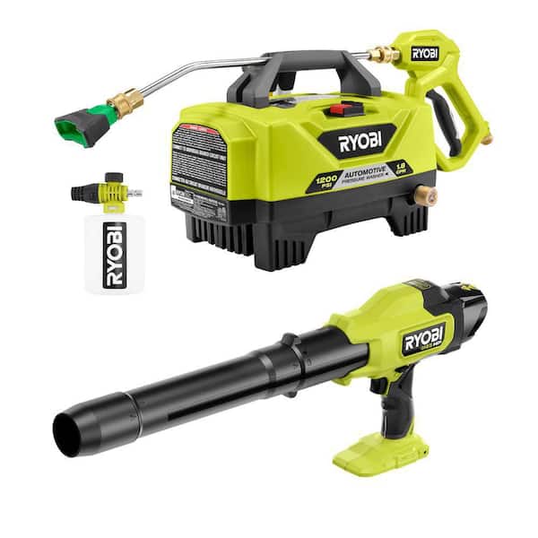 1.8 GPM Automotive High Flow Pressure Washer Kit with ONE+ HP 18V Brushless Cordless 220 CFM 140 MPH Compact Blower