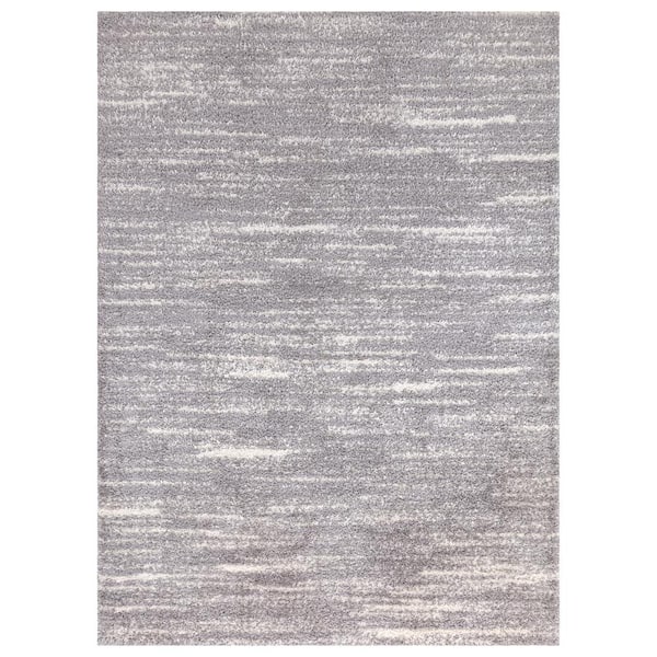 Concord Global Trading Abstract Shag Gray 7 ft. x 9 ft. Area Rug