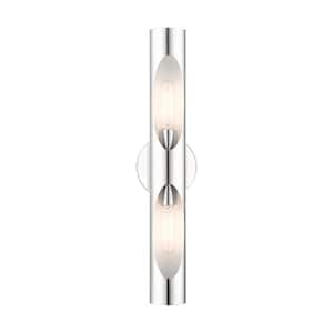 Novato 5.125 in. 2-Light Polished Chrome Sconce with Shiny White Accents