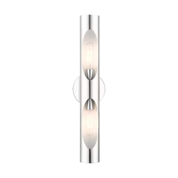 Livex Lighting Novato 5.125 in. 2-Light Polished Chrome Sconce with Shiny White Accents