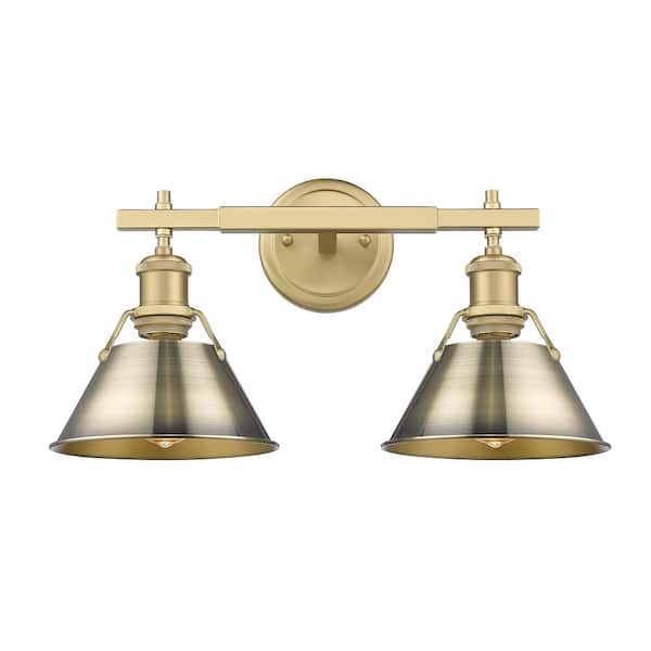 Golden Lighting Orwell 18.25 in. 2-Light Brushed Champagne Bronze and Aged Brass Vanity Light