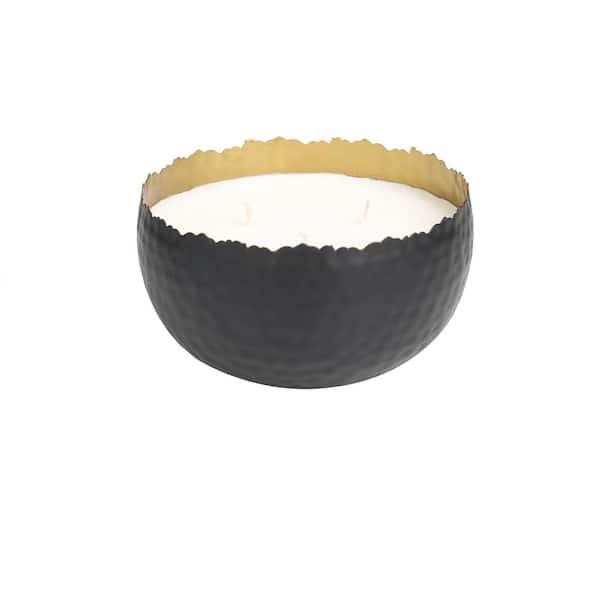 CosmoLiving by Cosmopolitan Black Sauvignon Blanc Scented Hammered Matte 30 oz. 3 Wick Candle with White Wax