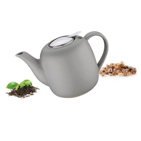 Gray Ceramic Teapot with Stainless Steel Lid, 50 fl. oz.