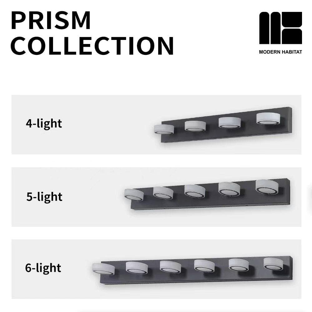 Black Adjustable 5-Light LED Vanity Light with Dome Shade