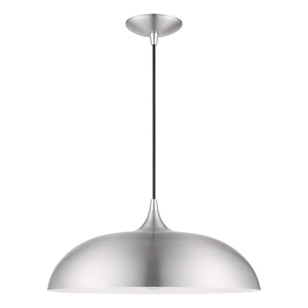 Livex Lighting Amador 3-Light Brushed Aluminum Pendant with Polished Chrome Accents