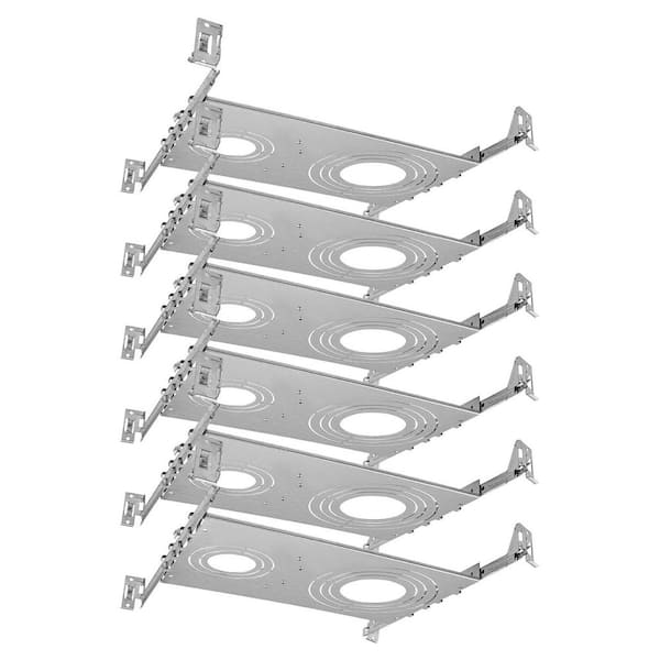 New Construction Mounting Plate 2-3-4-5-6 in. 7 Cutout Sizes Galvanized Steel Recessed Lighting Shallow Housing 6-Pack