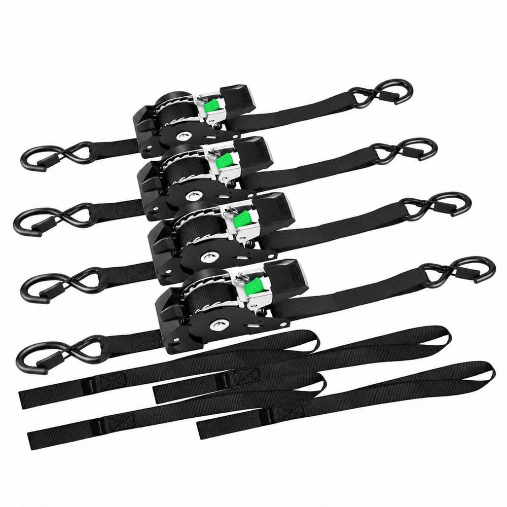 1 Inch x 10 Feet Retractable Ratchet Tie Down Straps Heavy Duty Auto Self-Retracting S-Hook 4-Pack Black price history on PriceWatchPro