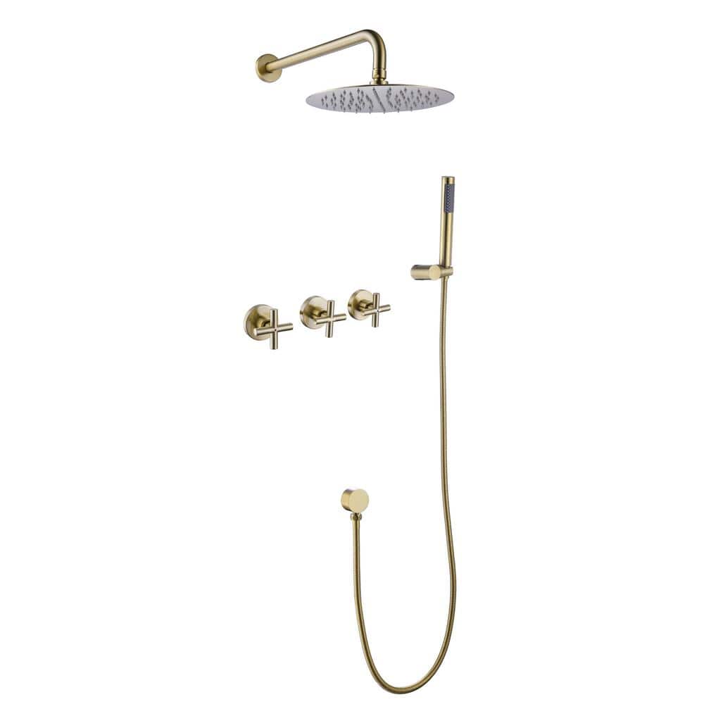 3 Handles 2-spray Fixed and Handheld Showerheads 3.2 PGM with Hand Shower in Brushed Gold price history on PriceWatchPro
