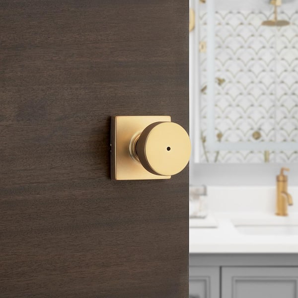 Pismo Satin Brass Privacy Square Bed/Bath Door Knob 4-Pack