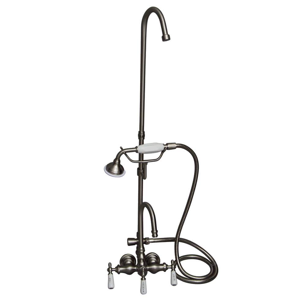 Polished Nickel Wall Mounted Clawfoot Tub Faucet with Handshower