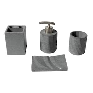4-Piece Bath Hardware Concrete Set in Gray Matte