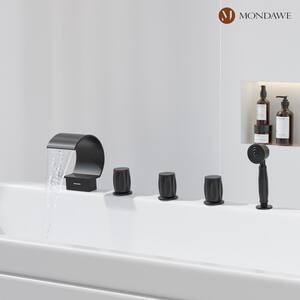 Fabian 3-Handle Waterfall Wide-Spray High Pressure Tub and Shower Faucet in Matte Black With Valve