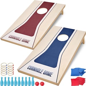 4 ft.x 2 ft. 3 in 1 Cornhole Board Set - Cornhole Games, Tabletop Bowling Game, Ring & Yard Toss Game for Kids & Family