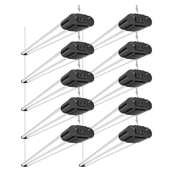 4400 Lumens 120 Volt LED Corded Linkable Utility Shop Hanging Work Light for Garage Suspension Mount Black