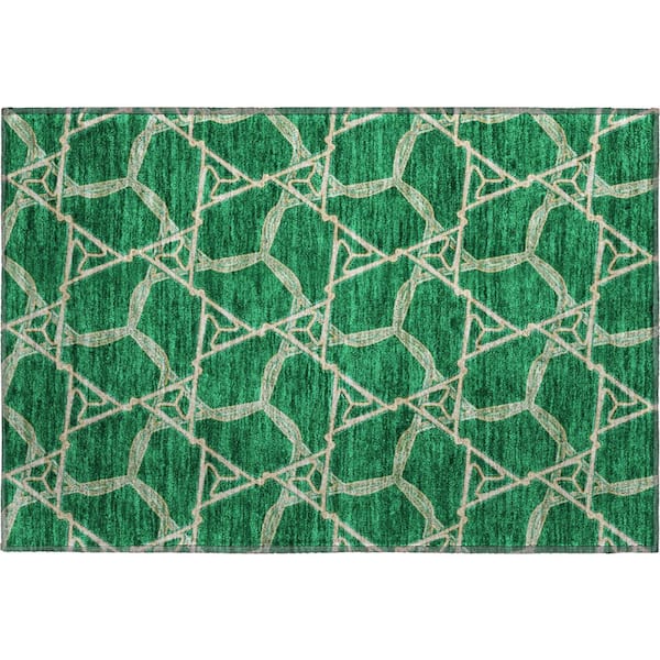 Addison Rugs Mayfield Premium Machine Washable Abstract AMF959 Emerald 2 ft. x 3 ft. Area Rug