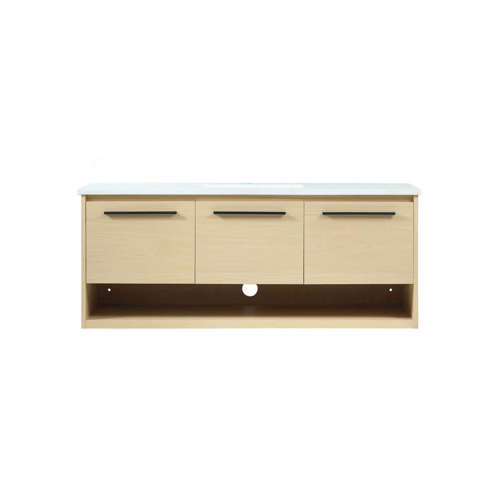 Simply Living 48 in. Single Bathroom Vanity in maple with Quartz Vanity Top