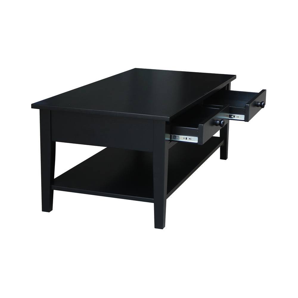 Spencer 54'' Black Parawood Rectangular Coffee Table with Storage