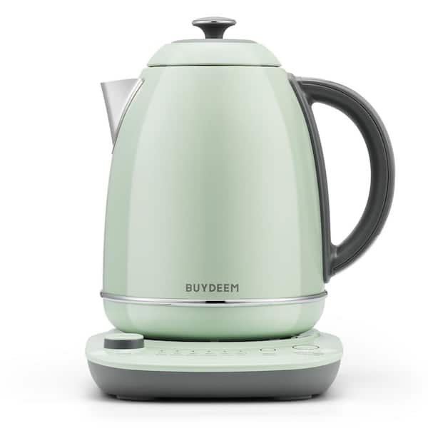 7-Cup 1.7 L Stainless Steel Electric Tea Kettle with Temperature Control and Boil Dry Protection-Cozy Greenish