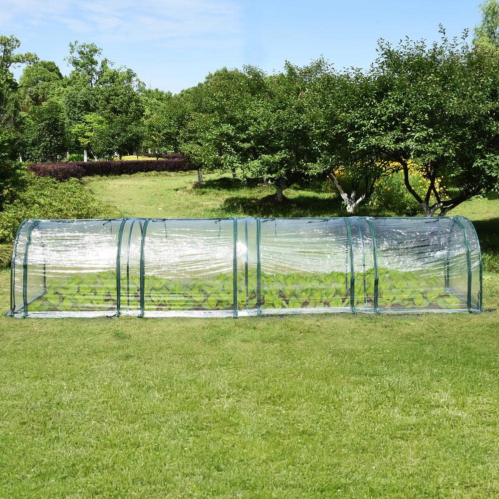 Clear PVC Tunnel Greenhouse with Steel Frame, 13' x 3' x 2.5'