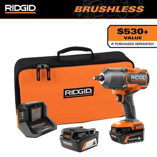 18V Brushless 4-Mode 1/2 in. High-Torque Impact Wrench Kit with 4.0 Ah Battery and Charger and 18V 4.0 Ah Battery