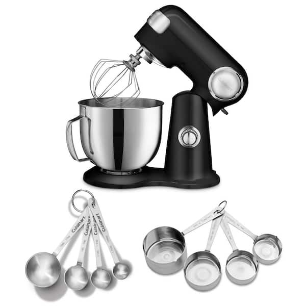 Cuisinart 5.5 Qt. 12-Speed Onyx Black Stand Mixer with Bonus Stainless Steel Measuring Cups and Spoons
