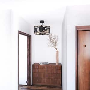Kodiak 21 in. Indoor Black and Burnished Teak Rustic Ceiling Fan with LED Light Kit and Remote Moose