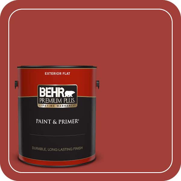 BEHR PREMIUM PLUS 1 gal. #PPU2-16 Fire Cracker Flat Exterior Paint & Primer
