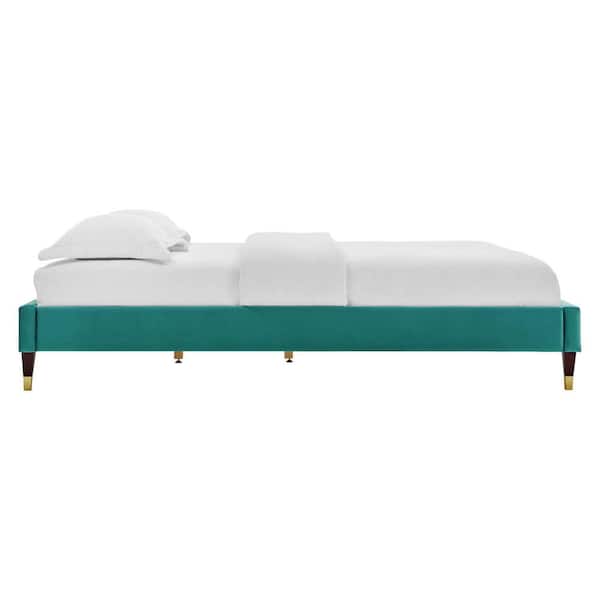 Harlow Teal Green Velvet Full Performance Platform Bed Frame