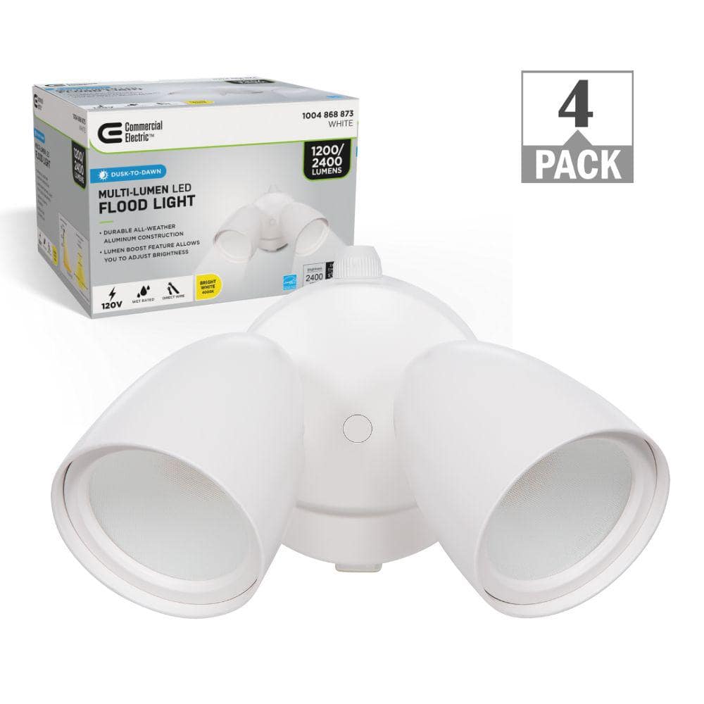 Dusk to Dawn Lumen Boost White Outdoor Integrated Twin Head LED Security Fl