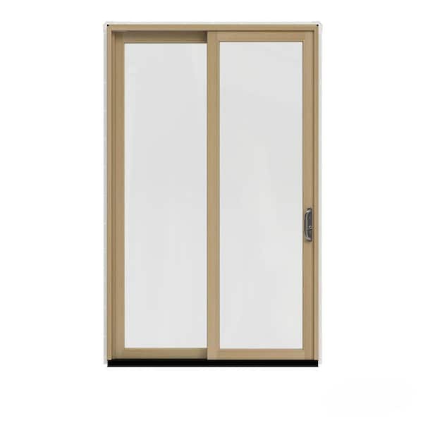 JELD-WEN 60 in. x 96 in. W-2500 Contemporary White Clad Wood Right-Hand Full Lite Sliding Patio Door w/Unfinished Interior