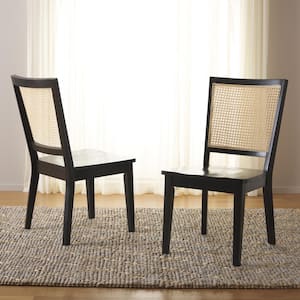 Margo Black/White Washed 16.8 in. Rattan Dining Chair (Set of 2)