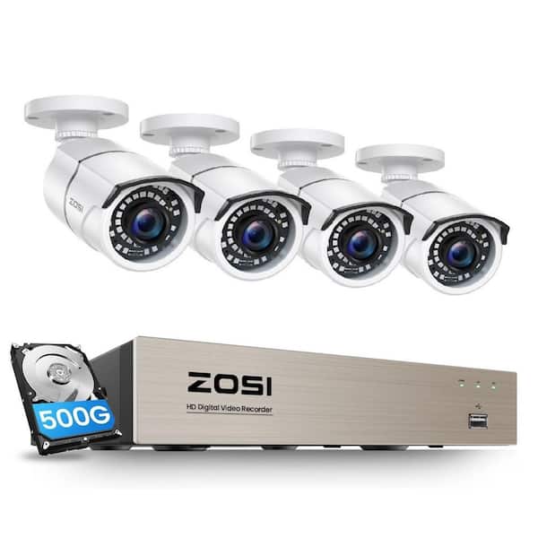 3K Lite 8-Channel Wired Security Camera System with 500GB HDD, 4 X 1080P Outdoor Cameras, AI Human Vehicle Detection