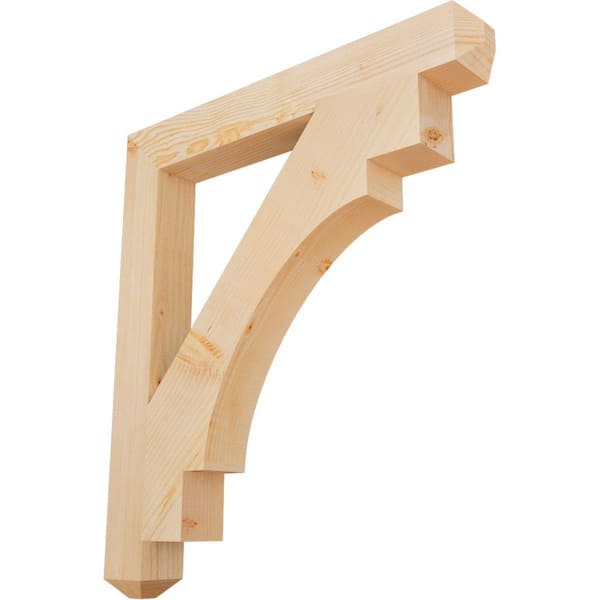 Ekena Millwork 3.5 in. x 36 in. x 32 in. Douglas Fir Merced Craftsman Smooth Bracket