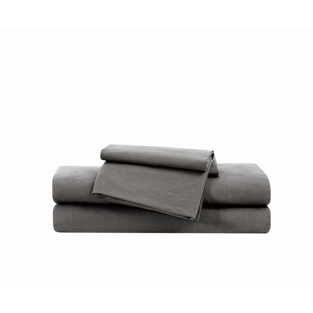Essential 3-Piece Grey Solid Cotton Twin Sheet Set price history on PriceWatchPro