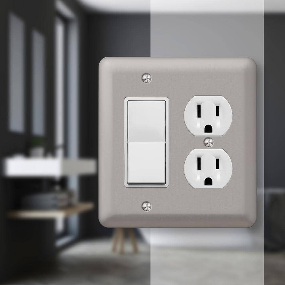 Devon Brushed Nickel 2-Gang Metal Wall Plate