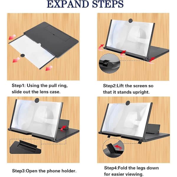 16" Screen Magnifier – 3D HD Cell Phone Magnifing Screen Enlarger Projector For Movies Videos And Gaming – Foldable Phone Stand Holder With Screen Amplifier Compatible With All Smartphones - View #6