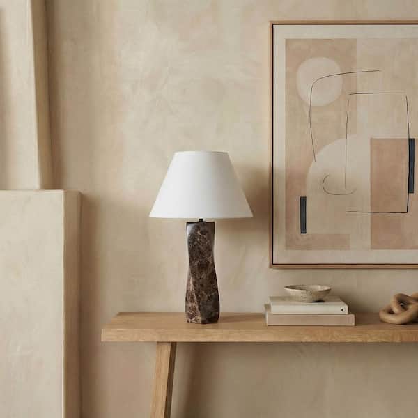 Mayalenn 28.5 in. Dark Brown/White Table Lamp for Living Room