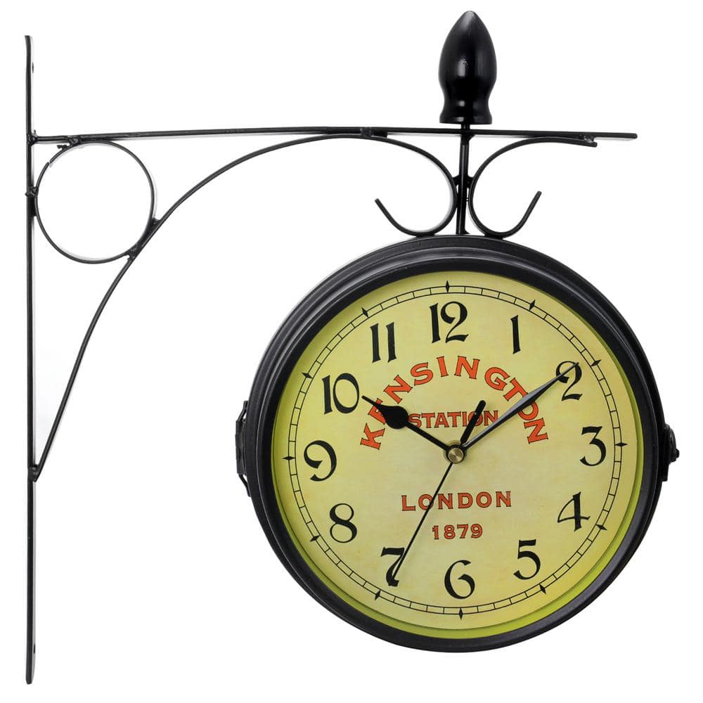 Clock Collection Double Wall Clock Antique-Look Station Clock 985111350M - The Home Depot