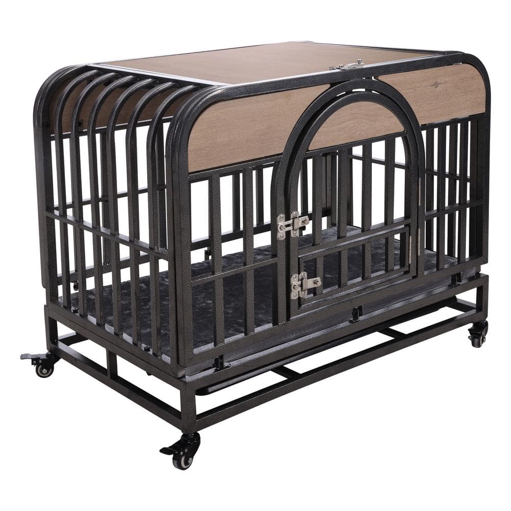 37 in. W Heavy Duty Dog Crate Furniture Style Dog Crate with Removable Tray