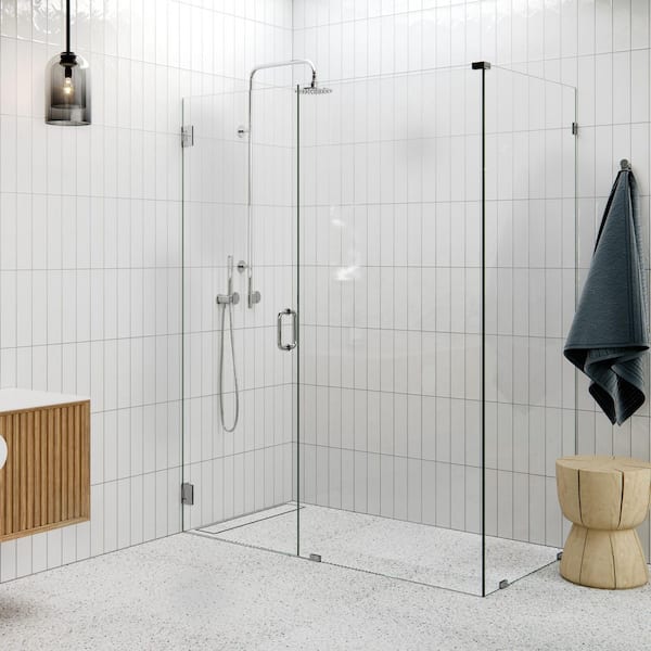 60 in. W x 32 in. D x 78 in. H Pivot Frameless Corner Shower Enclosure in Polished Chrome Finish with Clear Glass