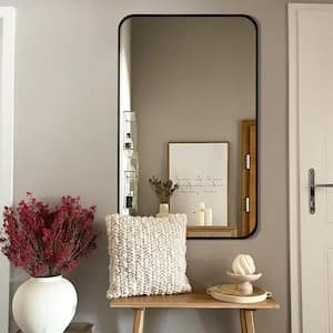 30 in. W x 48 in. H Black Vanity Rectangle Wall Mirror Aluminum Alloy Frame Bathroom Mirror