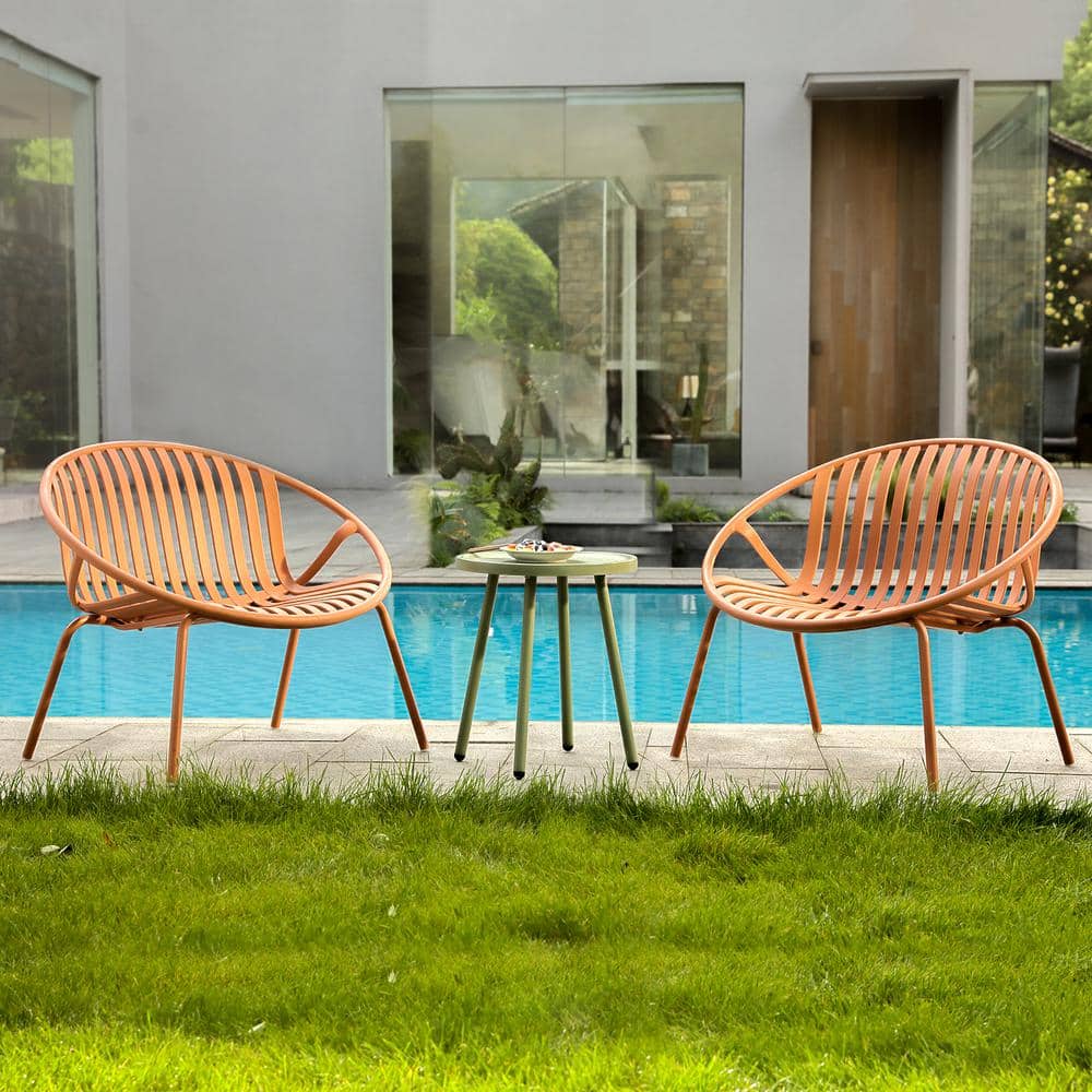 Werph 3-Piece Orange Patio Set with Bistro Table