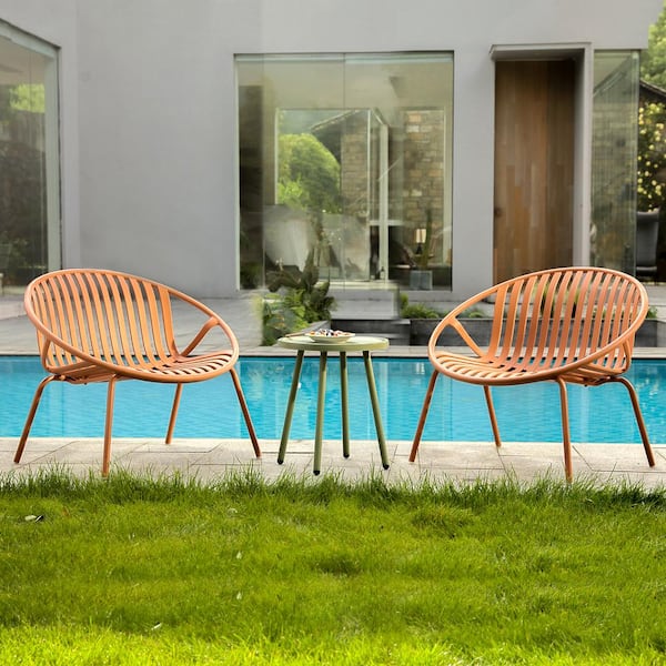 Werph Orange 3-Piece Resin Plastic Patio Conversation Deep Seating Set