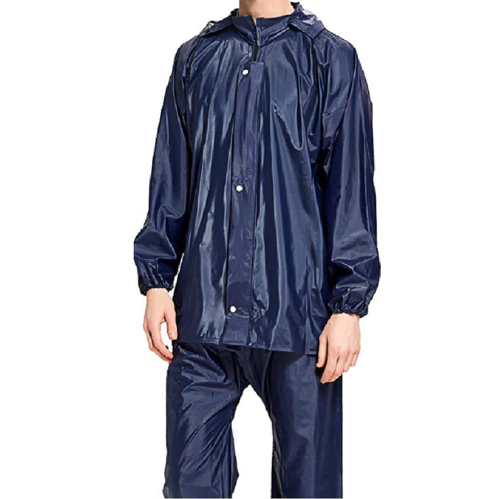 Shatex Blue Rain Suit High Visibility Reflective Work Rain Jacket Pants