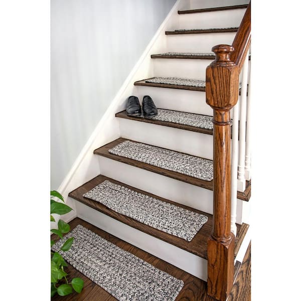 nuLOOM Salt and Pepper 8 in. x 28 in. Stair Treads Braided Lefebvre Indoor/ Outdoor HJFV01C-RST13 - The Home Depot