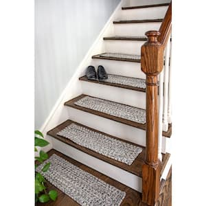 Salt and Pepper Doormat 8 in. x 28 in. Stair Treads Braided Lefebvre Indoor/Outdoor