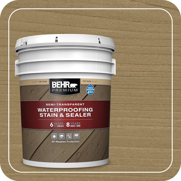 5 gal. #ST-145 Desert Sand Semi-Transparent Waterproofing Exterior Wood Stain and Sealer